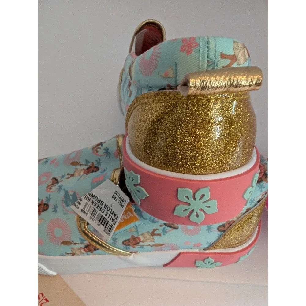 Girl's New Disney Moana Shoes Size 3 Canvas with Rubber Sole Multicolor